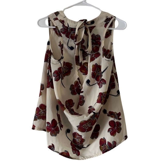 Costa Blanca Blouse Women's S Ivory w/ Red floral print sleeveless. - Picture 3 of 6